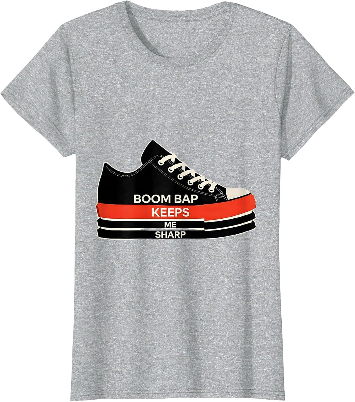 Boom Bap Keeps Me Sharp Vintage Rap Lyric Quote Hip-Hop T-Shirt - Heather Grey