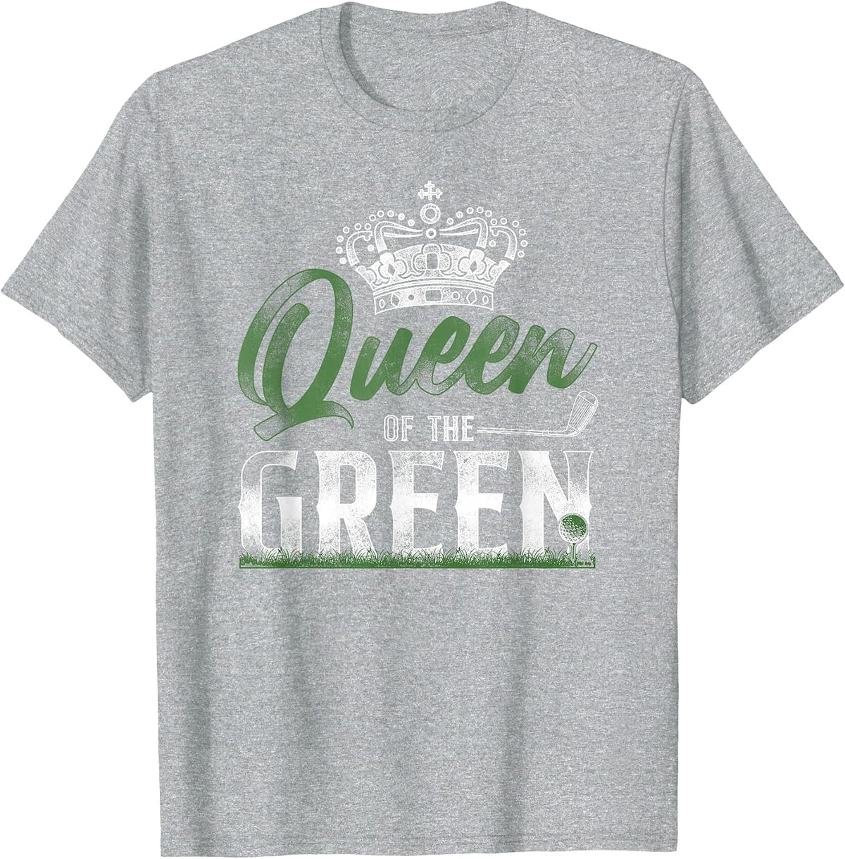 Golf Queen Vintage Crown Queen of The Green T-Shirt - Heather Grey