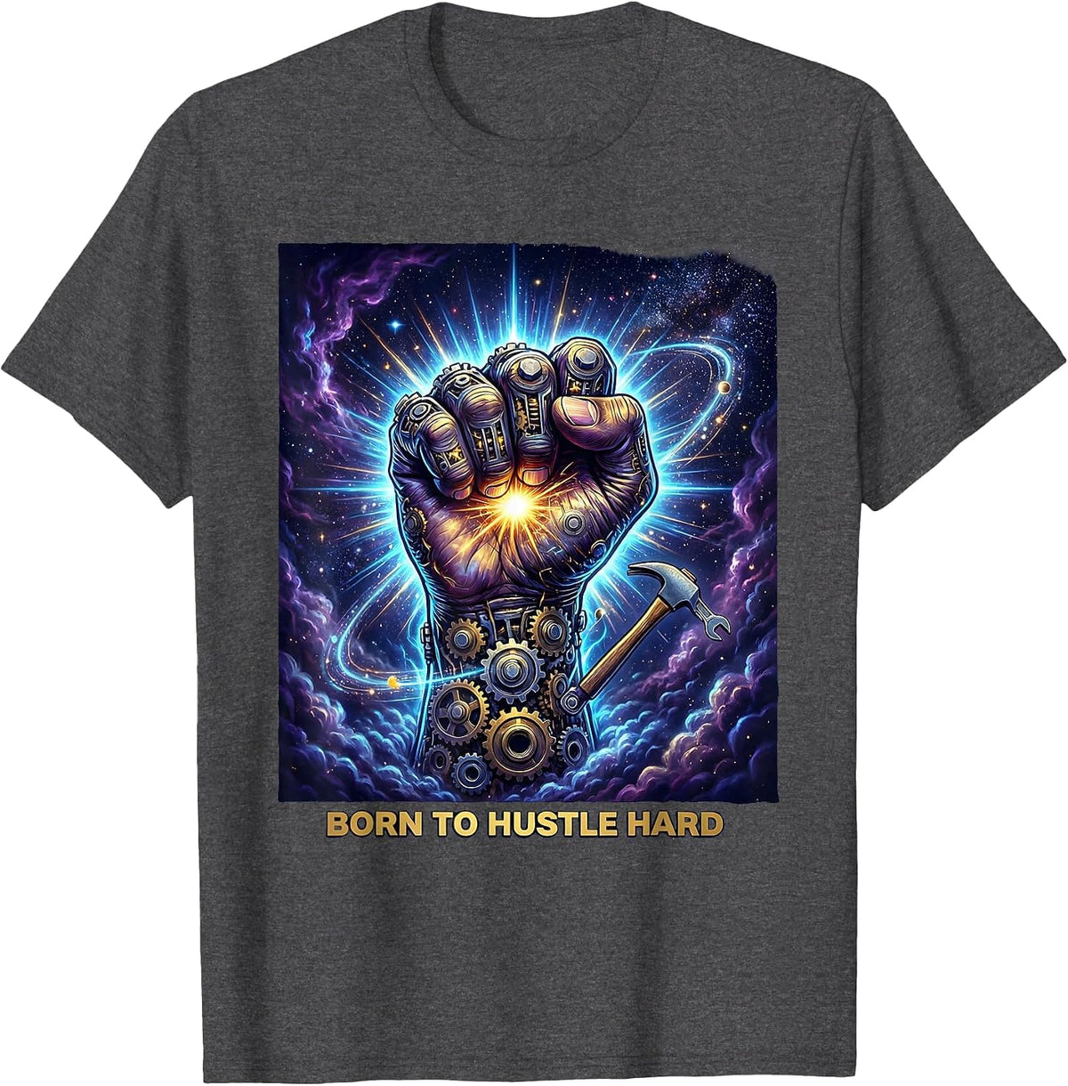 Born to Hustle Hard Labor Day Graphic Design T-Shirt - Dark Heather Grey