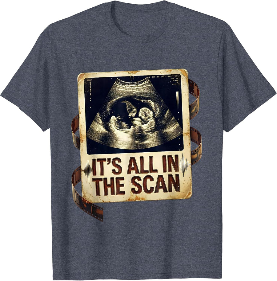 It's All In The Scan Vintage Sonographer Ultrasound Tech T-Shirt - Heather Blue