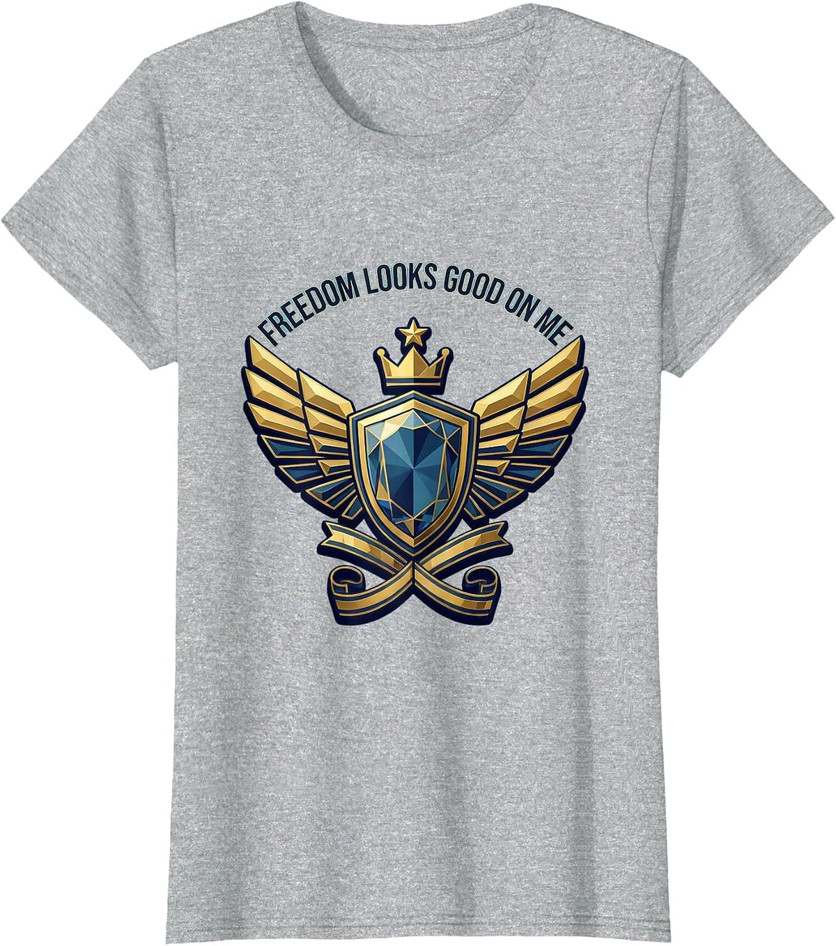 Freedom Looks Good On Me Bold Statement Design T-Shirt - Heather Grey