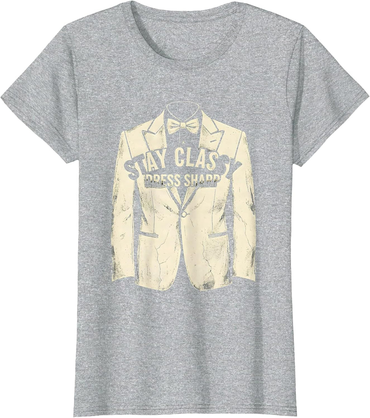 Stay Classy Dress Sharp Tuxedo Design T-Shirt - Heather Grey