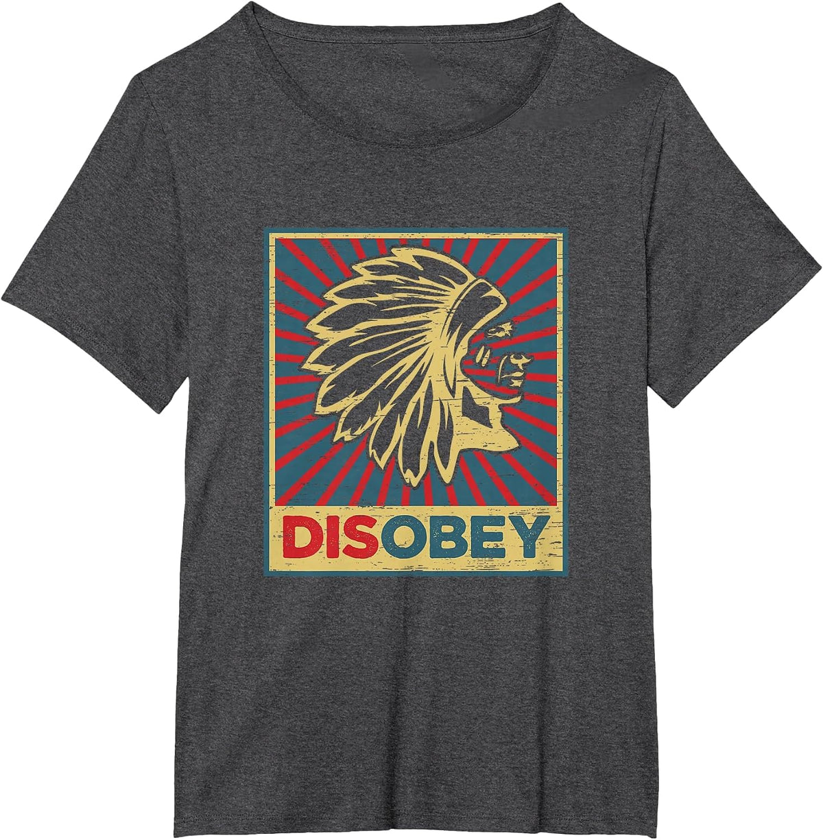 Disobey Tribe Ethnic Pride Columbus American Regalia T-Shirt - Dark Heather Grey