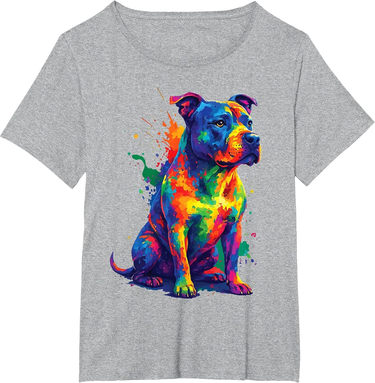 Pit Bull Dog Colorful T-Shirt - Heather Grey