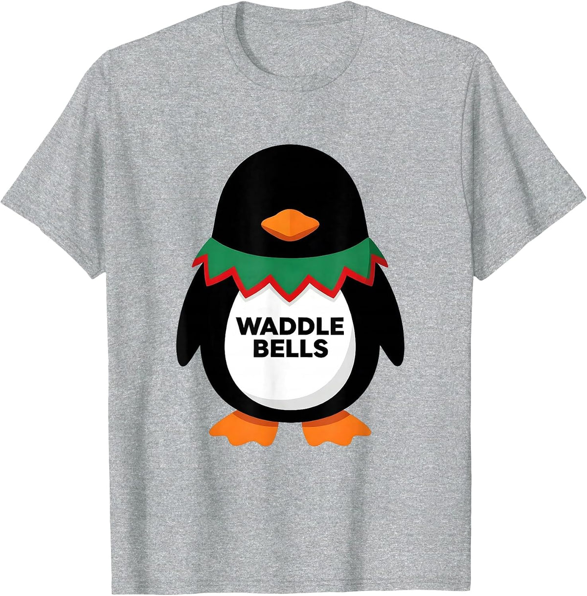 Men's Waddle Bells Funny Penguin Lover Christmas Humor Cute T-Shirt - Heather Grey
