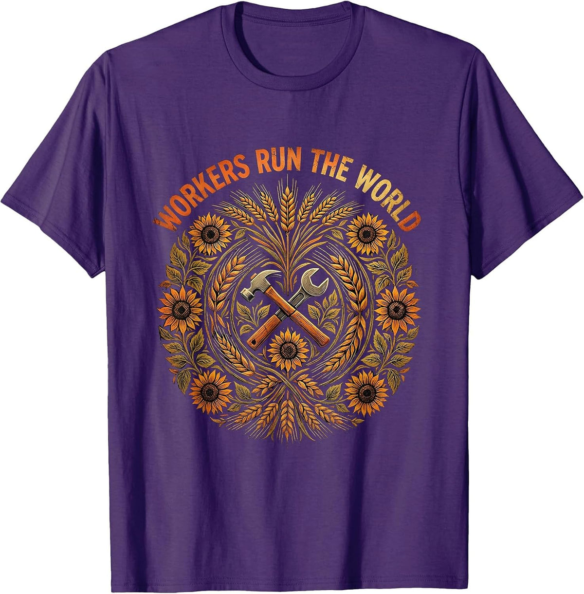 Workers Run The World Labor Day Design T-Shirt - Purple