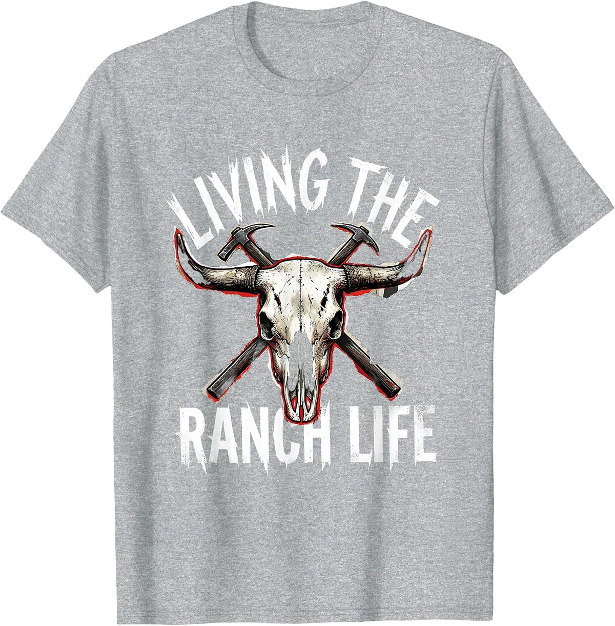 Men's Living the Ranch Life Western Graphic Design T-Shirt - Heather Grey