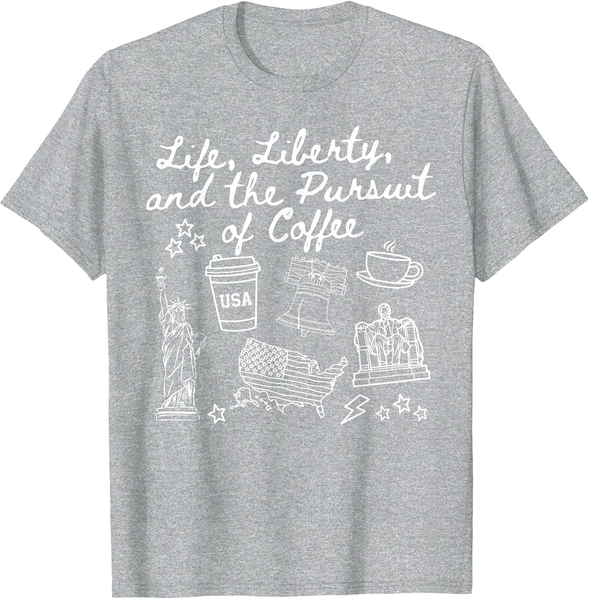 Life Liberty & Coffee Funny History Teacher Middle School T-Shirt - Heather Grey
