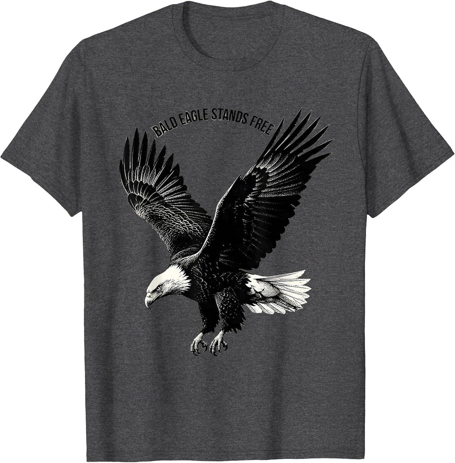 Men's Bald Eagle Stands Free Patriotic Wildlife Bird Nature Gift T-Shirt - Dark Heather Grey
