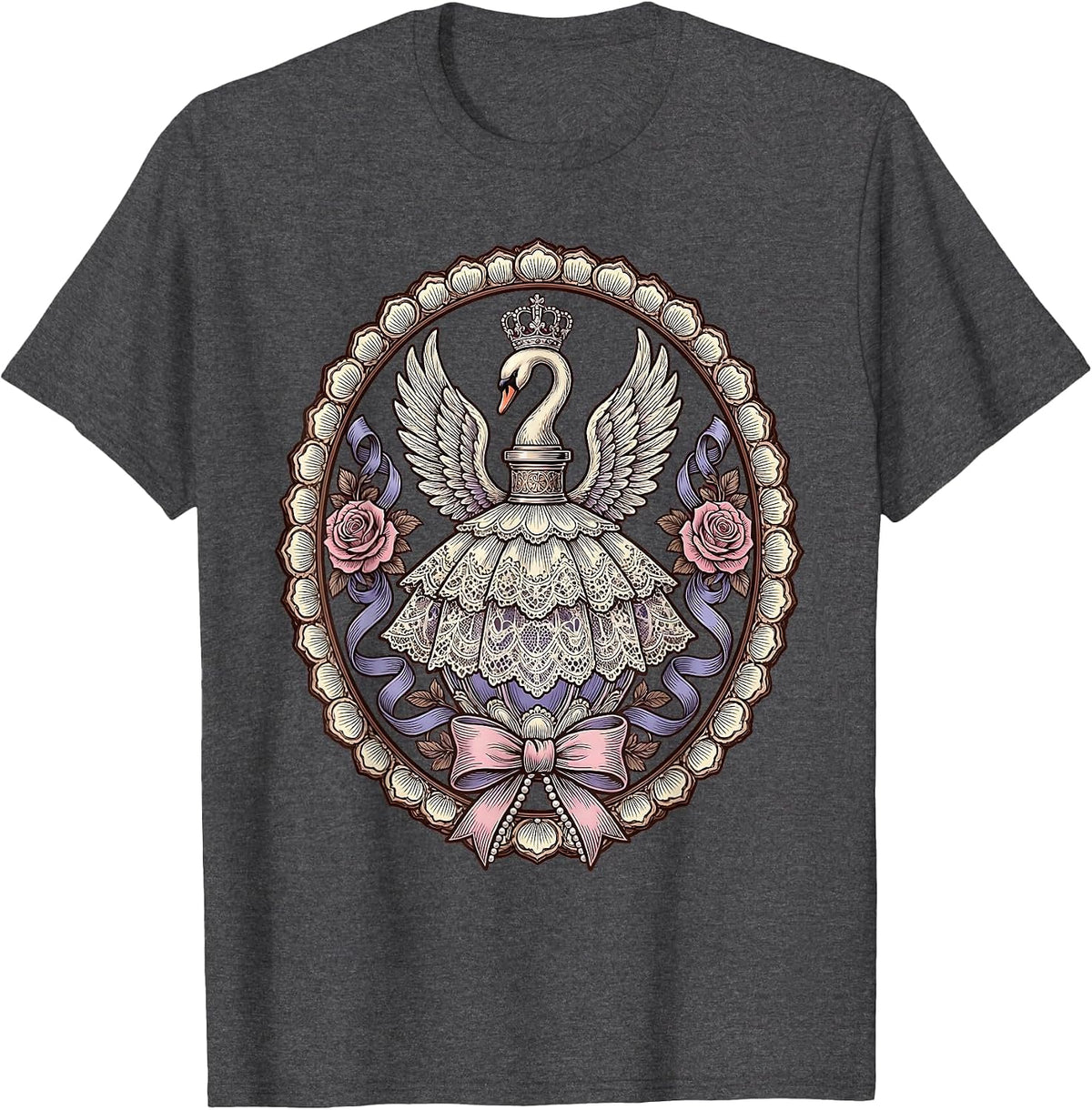 Gigi Swan Perfume Bottle Elegant Illustration T-Shirt - Dark Heather Grey