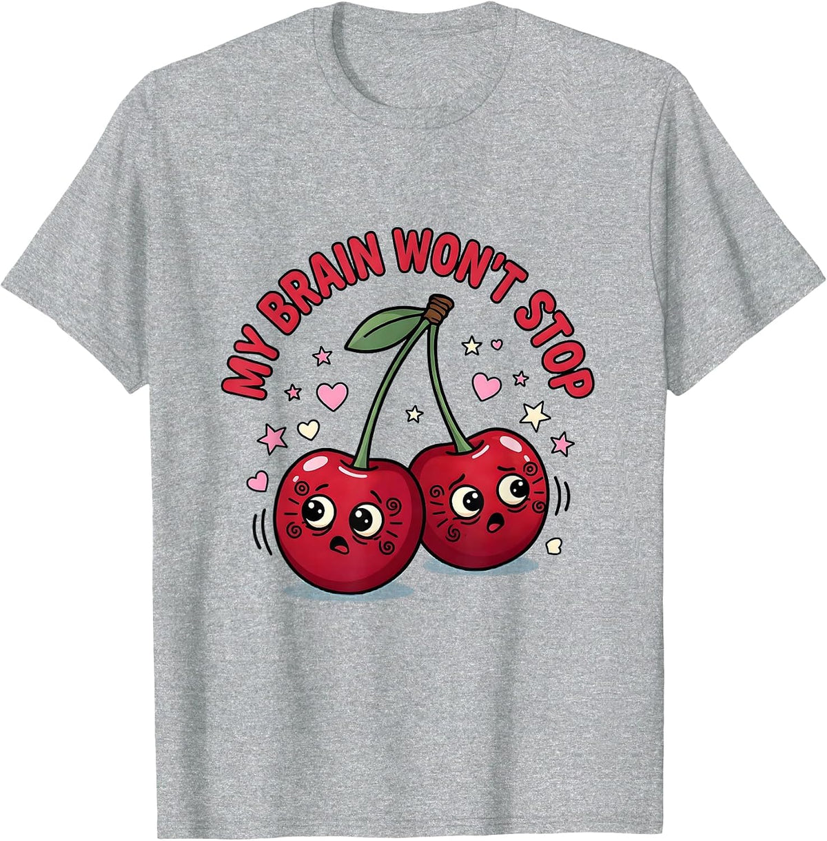 Men's My Brain Won't Stop Overstimulated Design T-Shirt - Heather Grey