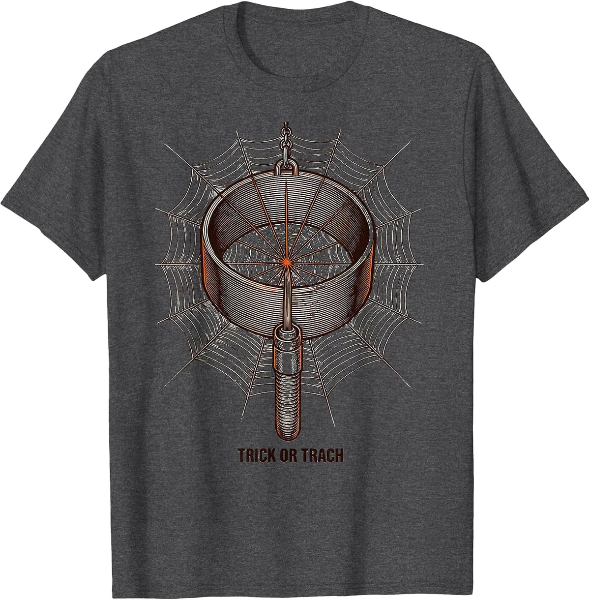 Men's Trick Or Trach Crosshatch Etching Respiratory Therapist T-Shirt - Dark Heather Grey