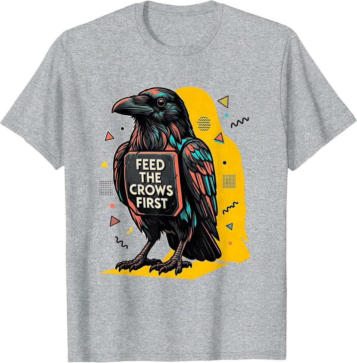 Men's Feed the Crows First Dark Crow Graphic Design T-Shirt - Heather Grey
