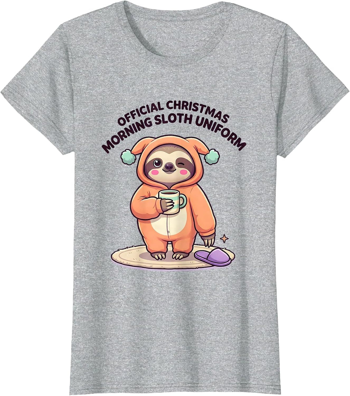 Official Christmas Morning Sloth Uniform Cute Kawaii T-Shirt - Heather Grey