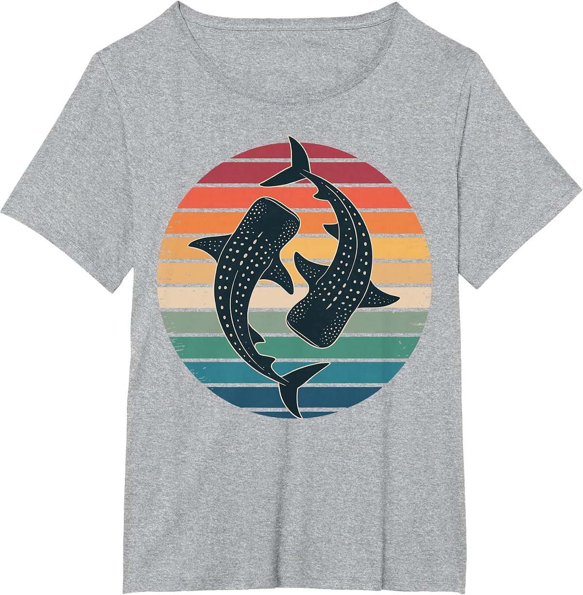 Whale Shark Retro T-Shirt - Heather Grey