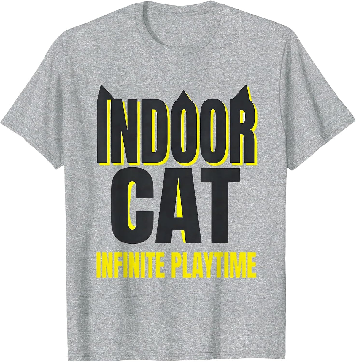 Men's Indoor Cat Infinite Playtime Funny Cat Gamer Video Game T-Shirt - Heather Grey