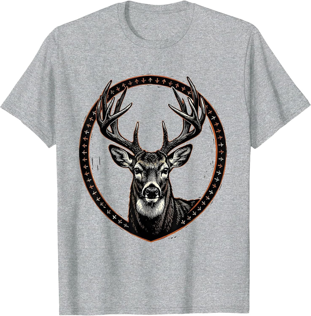 Men's Whitetail Antler Shield Funny Deer Hunter Dad Gift T-Shirt - Heather Grey