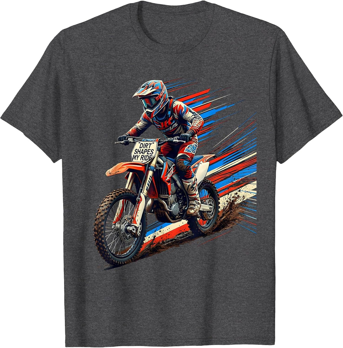 Men's Dirt Shapes My Ride Futurist Dynamism Motocross Dirt Bike T-Shirt - Dark Heather Grey
