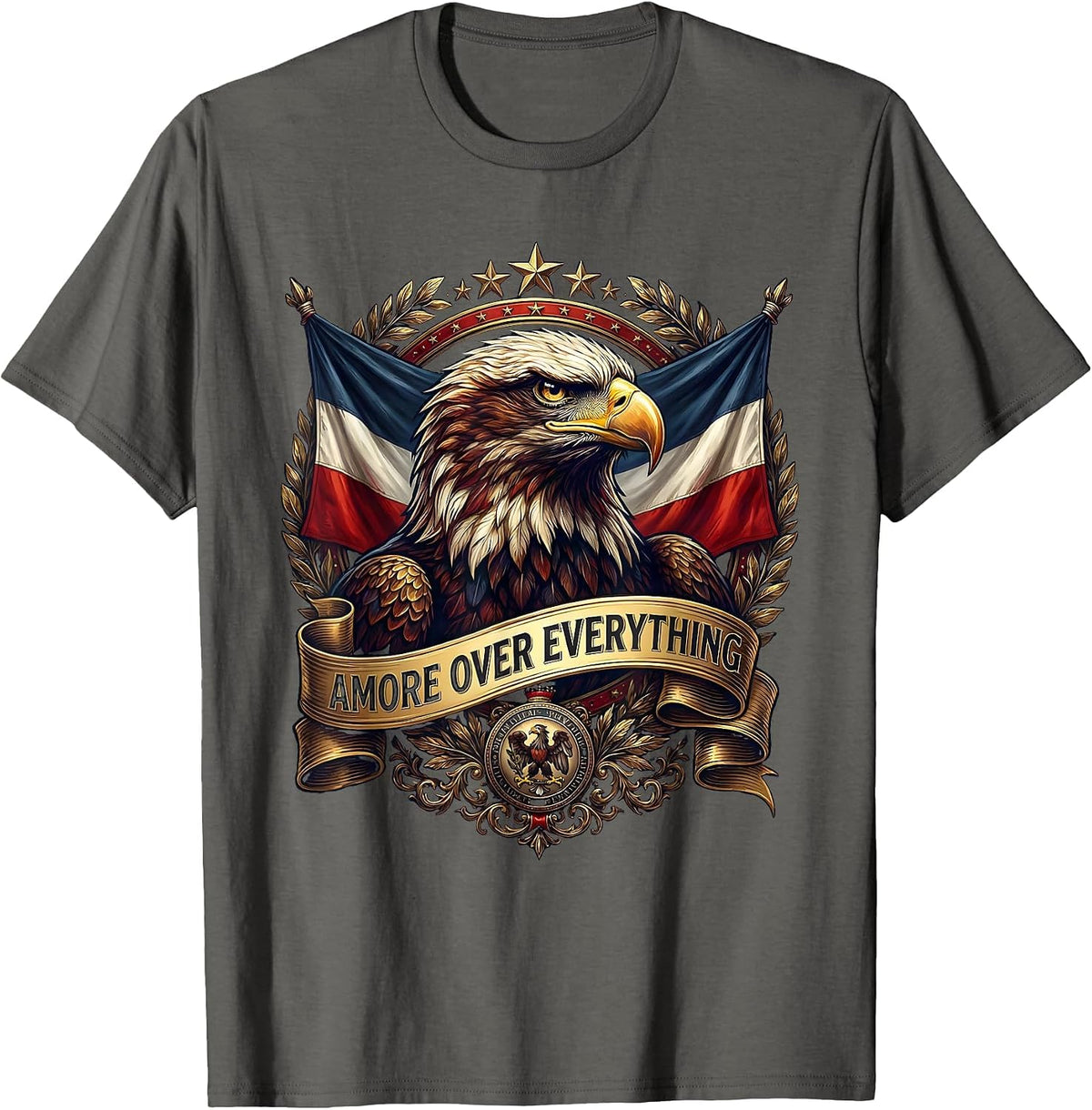 Amore Over Everything Italian Love Graphic Design T-Shirt - Asphalt Grey