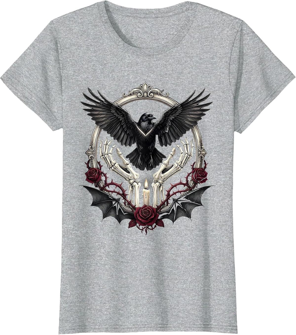 Crow Release Illustration Nature Art Design T-Shirt - Heather Grey