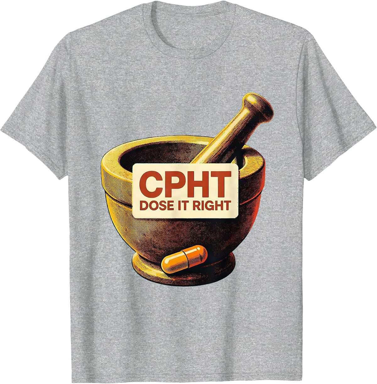 Men's CPhT Dose It Right Vintage Pharmacy Technician Cute Humor T-Shirt - Heather Grey