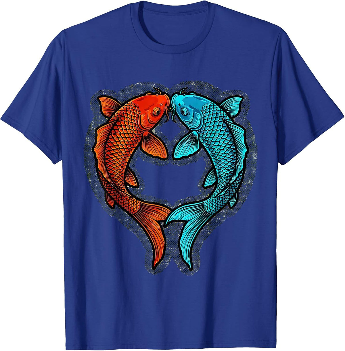 Koi Fish Heart Love Girlfriend Graphic T-Shirt - Royal Blue