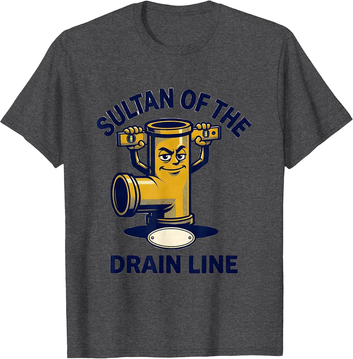 Sultan Of The Drain Line Funny Maintenance Tech HVAC T-Shirt - Dark Heather Grey
