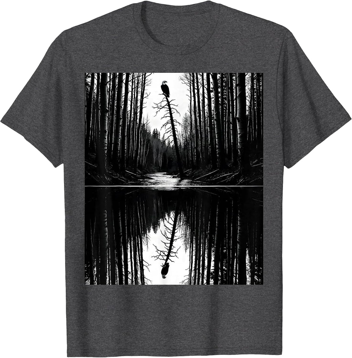 Steep River Gorge Silhouette Nature Reflection Outdoor T-Shirt - Dark Heather Grey