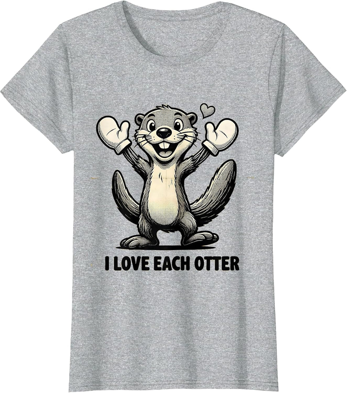 Women's I Love Each Otter Retro Cartoon Funny Otter Lover Gift T-Shirt - Heather Grey