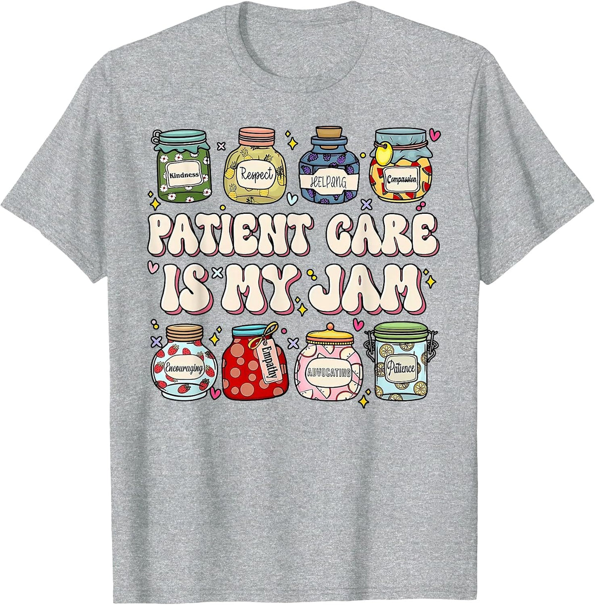 Patient Care is My Jam Retro Patient Care Technician PCT PCA T-Shirt - Heather Grey