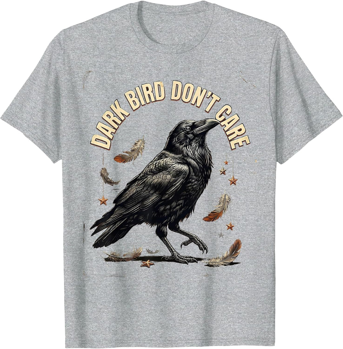 Men's Dark Bird Don't Care Crow Graphic Design T-Shirt - Heather Grey