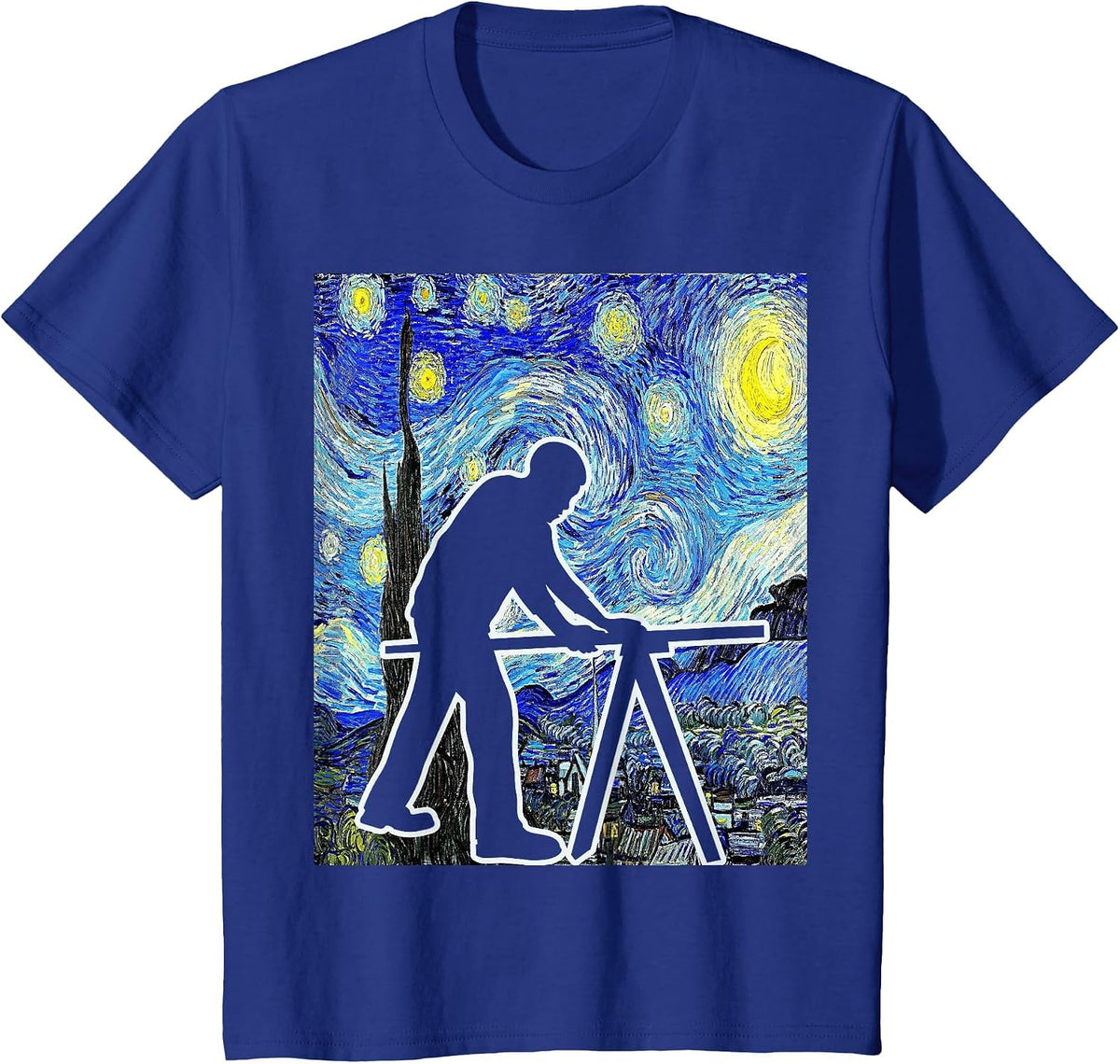 Carpenter Starry Night Carpentry Painting Woodworker T-Shirt - Royal Blue