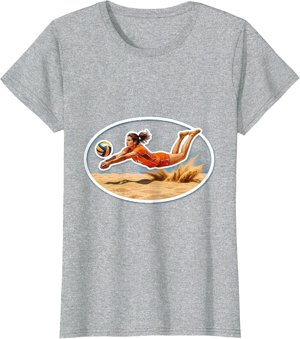 Beach Volleyball Libero Diving Save Graphic T-Shirt - Heather Grey