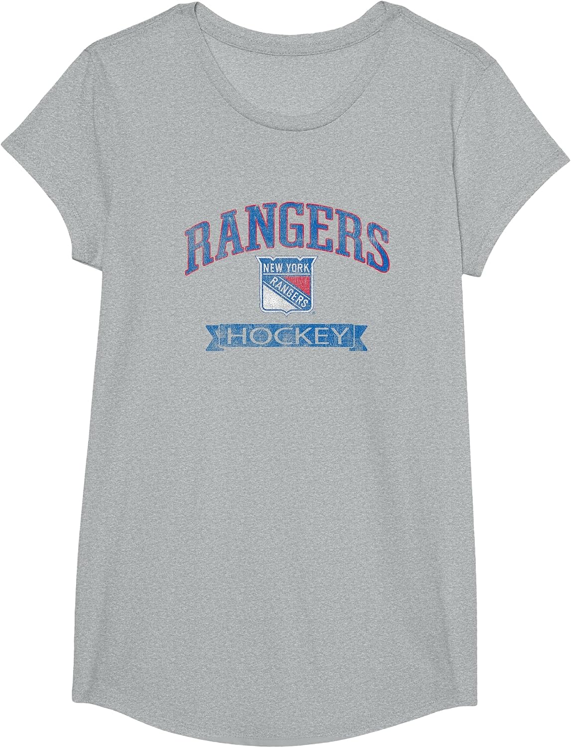 New York Rangers Vintage Hockey Gray Officially Licensed T-Shirt - Girls Heather Grey
