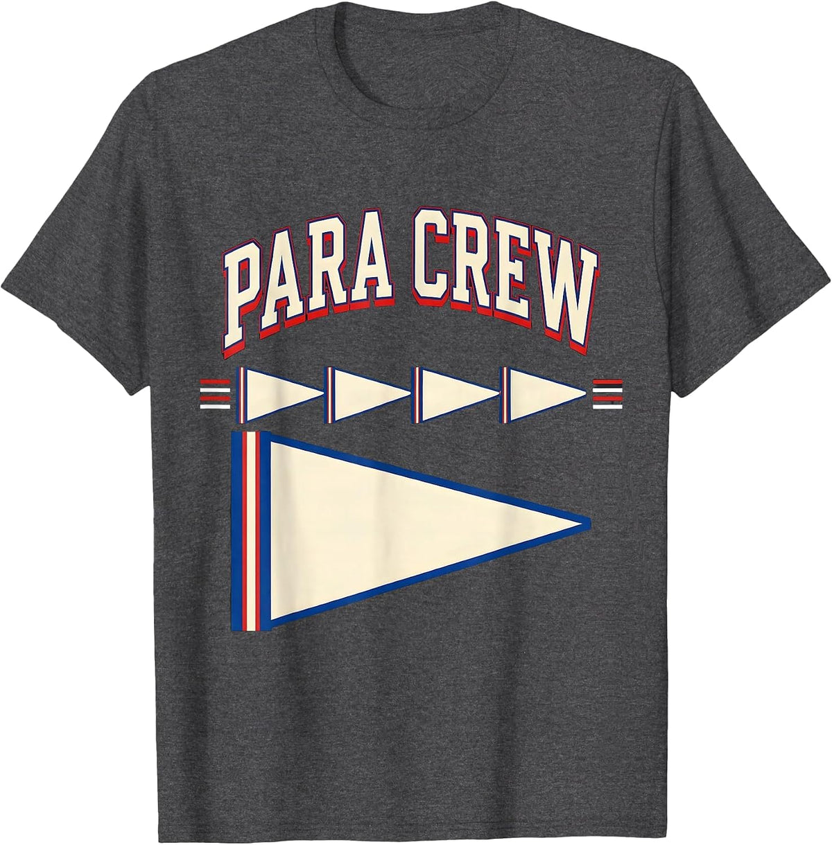 Para Crew Sports Paraprofessional Teacher Appreciation Back T-Shirt - Dark Heather Grey