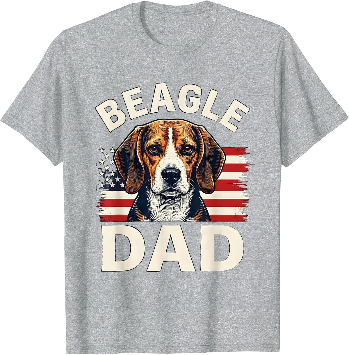 Men's Beagle Dad Patriotic 4th Of July Truck Lover Gift T-Shirt - Heather Grey