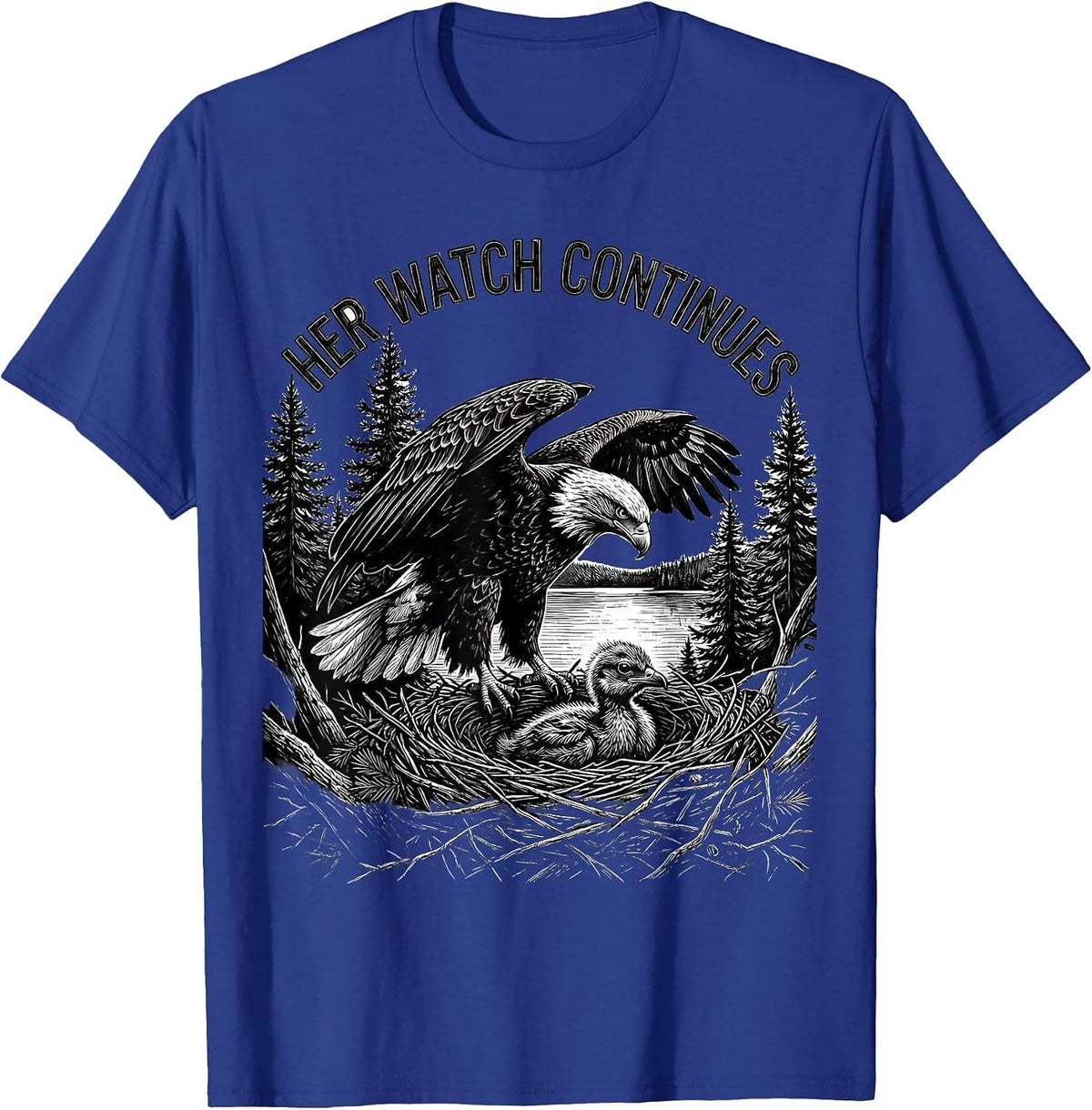 Men's Her Watch Continues Sentimental Memorial Bald Eagle Nature T-Shirt - Royal Blue