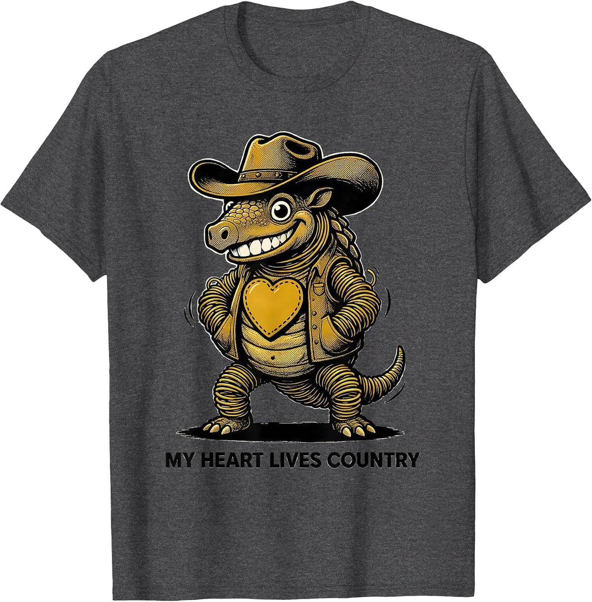 My Heart Lives Country Music Graphic Design T-Shirt - Dark Heather Grey