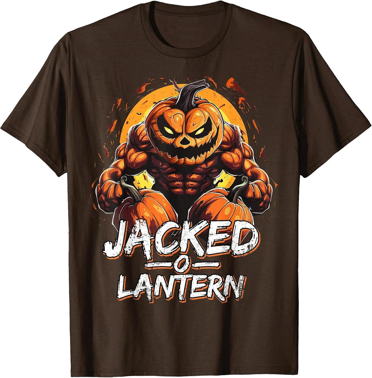 Funny Halloween Jacked O Lantern Costume Party Gym Men T-Shirt - Brown