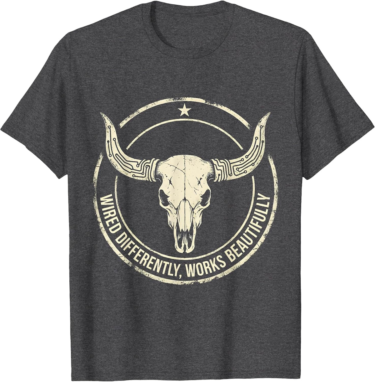 Wired Differently Works Beautifully Neurodiversity T-Shirt - Dark Heather Grey