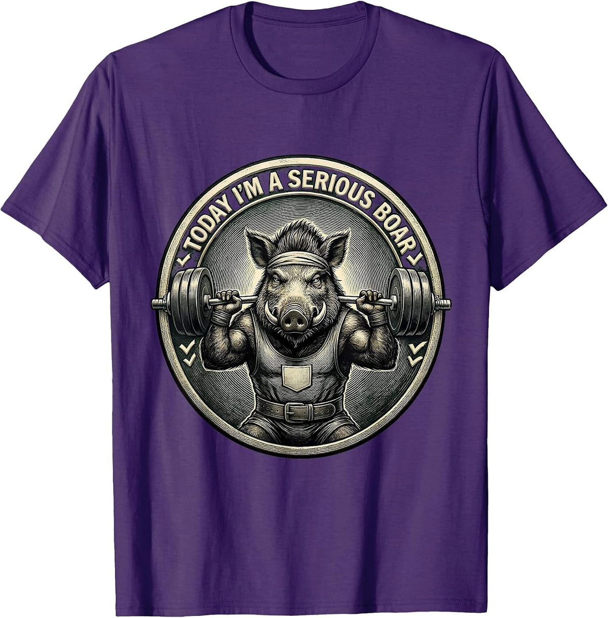 Men's Today I'm A Serious Boar Funny Gym Weightlifting Workout T-Shirt - Purple