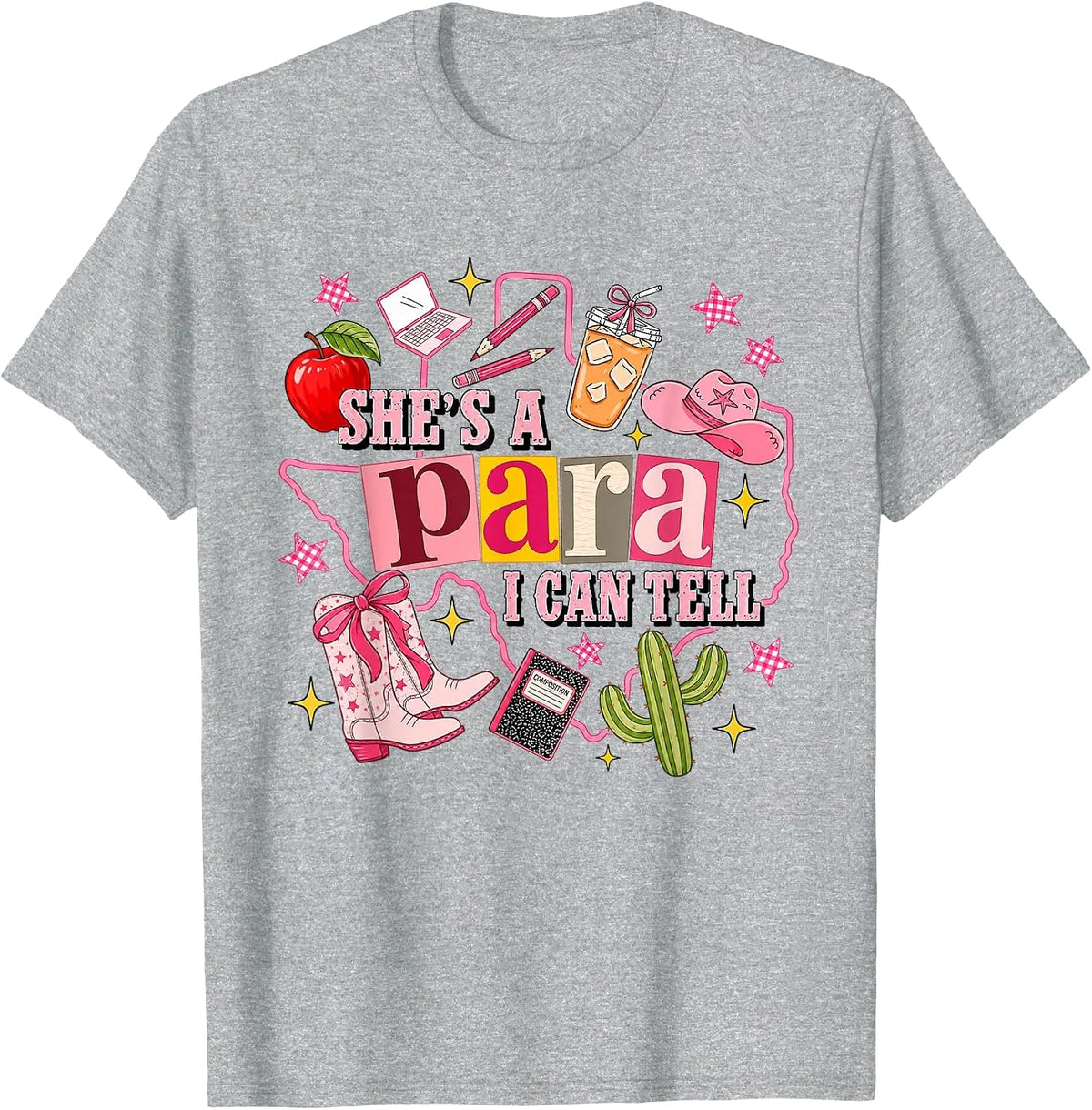 Shes A para I Can Tell Funny Paraprofessional Design T-Shirt - Heather Grey