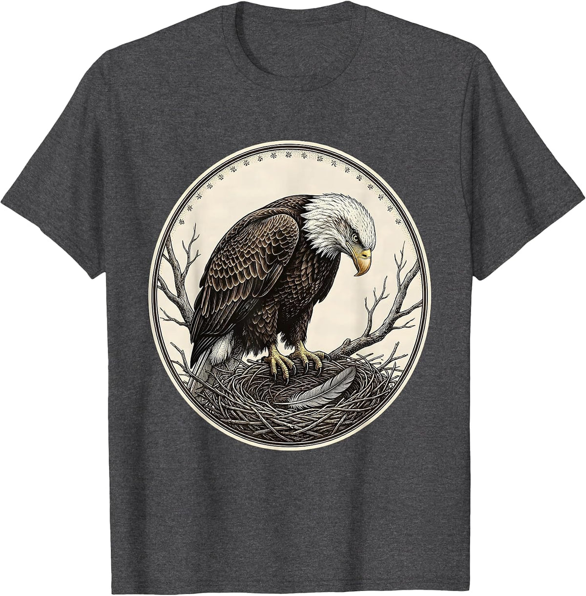 Bald Eagle Portrait Vintage Nature Lover Patriotic Pride T-Shirt - Dark Heather Grey