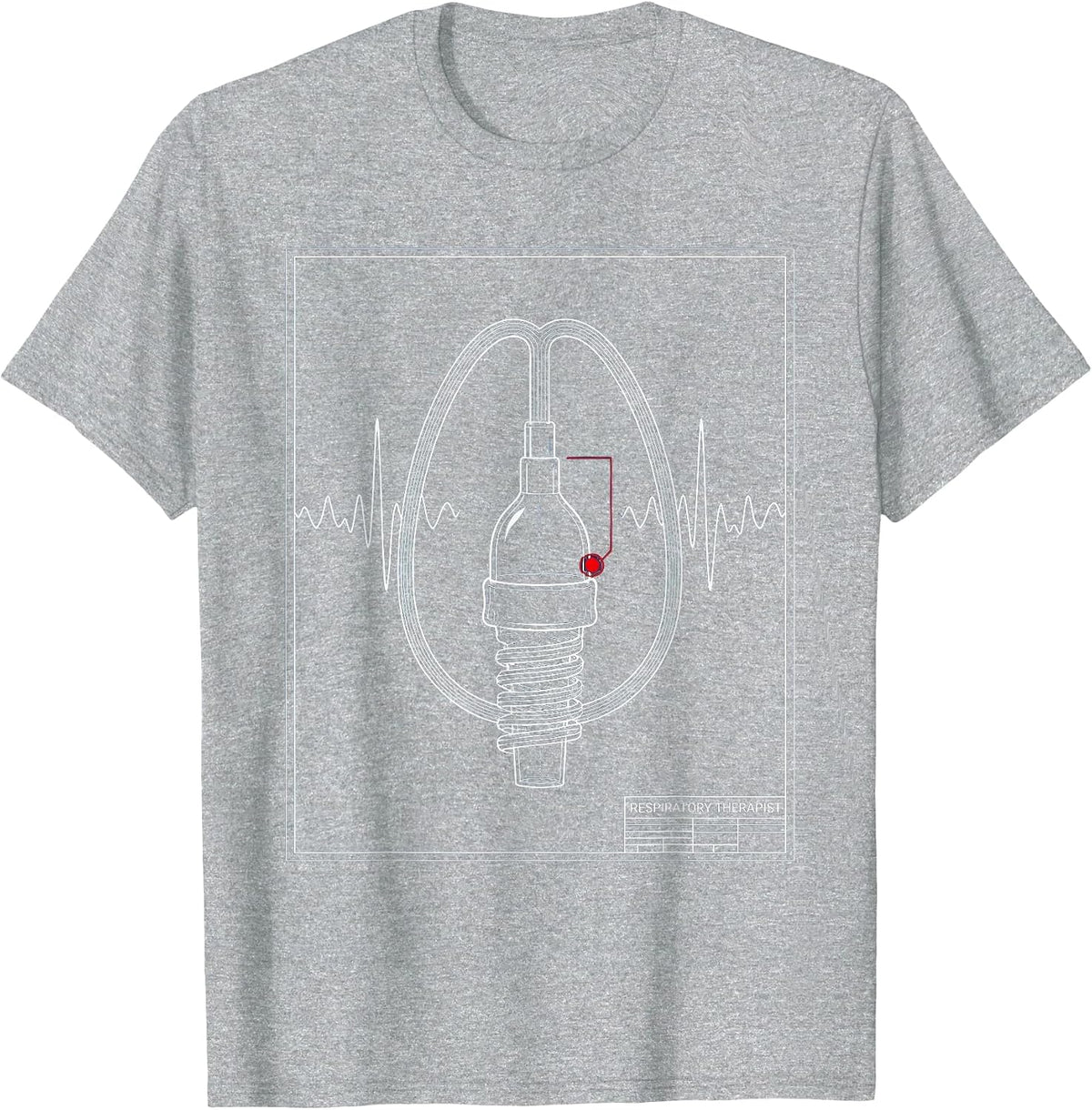 Men's Respiratory Therapist Technical Blueprint RT Profession T-Shirt - Heather Grey