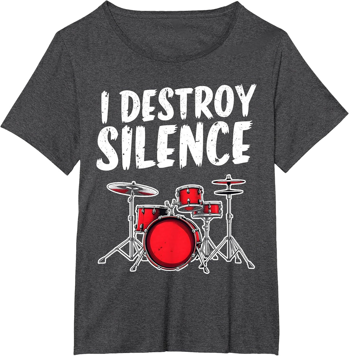 Funny Drum Set Drummer Musician I Destroy Silence for Men T-Shirt - Dark Heather Grey