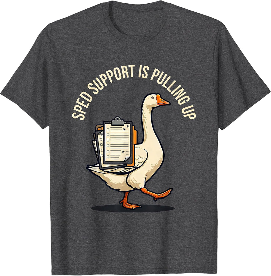 Men's SPED Support Is Pulling Up Funny Special Education Teacher T-Shirt - Dark Heather Grey
