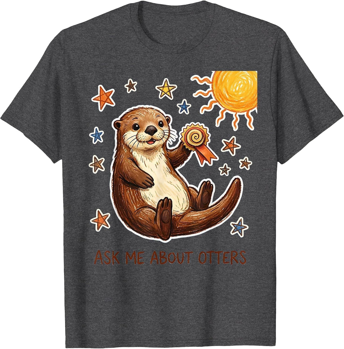 Ask Me About Otters Funny Sea Otter Lover Nature Humor T-Shirt - Dark Heather Grey