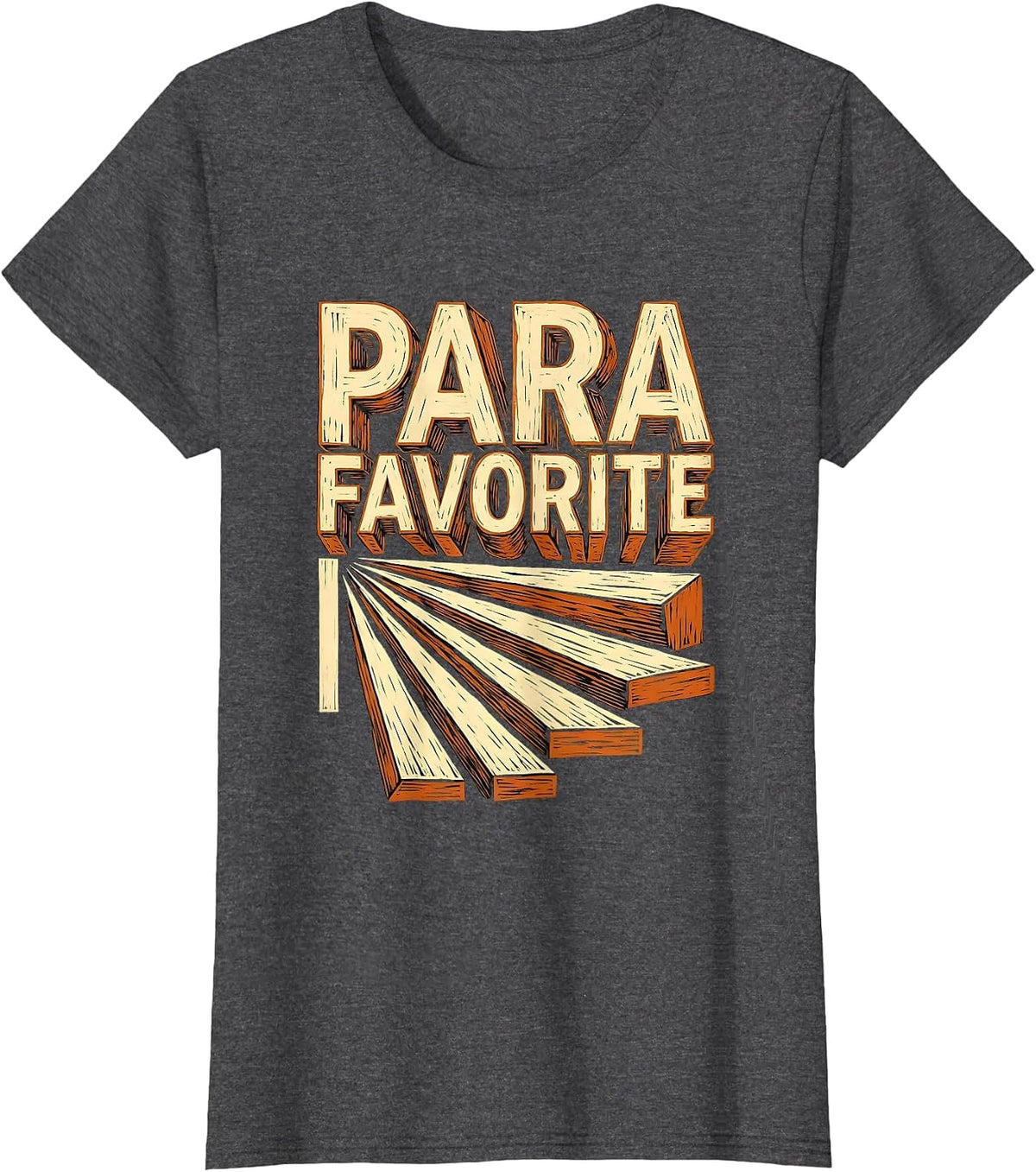 Women's Para Favorite Linocut Paraprofessional Appreciation Back T-Shirt - Dark Heather Grey