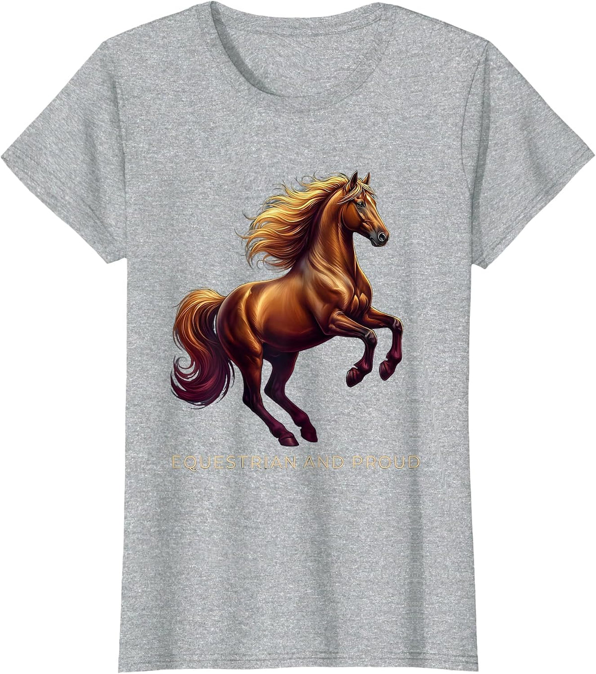 Women's Equestrian and Proud Horse Lover Design T-Shirt - Heather Grey