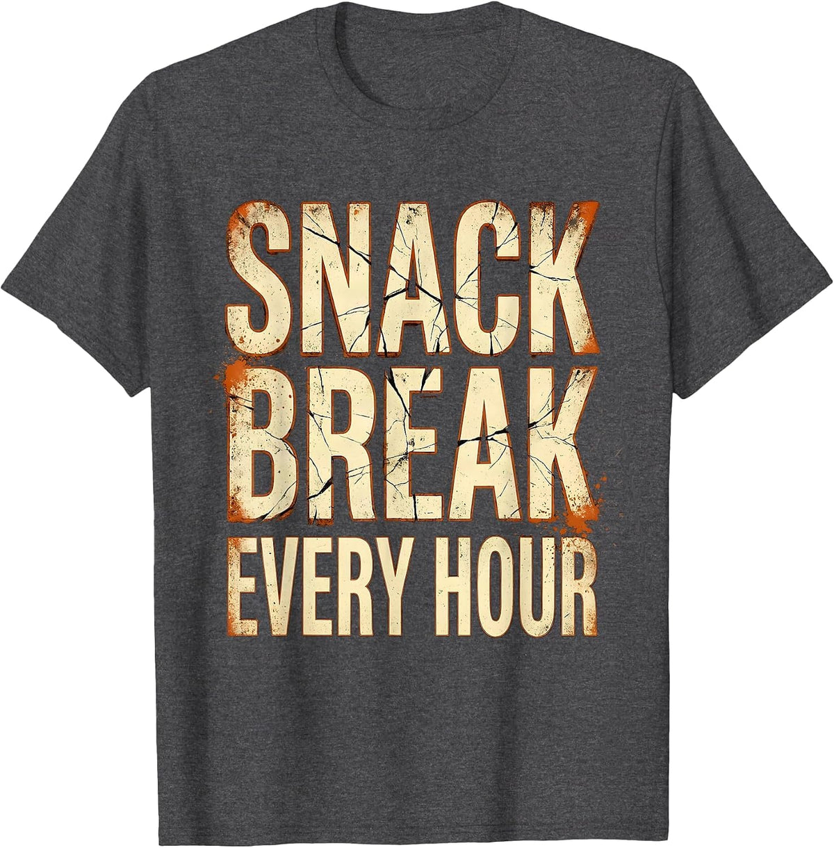 Snack Break Every Hour Kids College Design T-Shirt - Dark Heather Grey